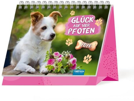 Trötsch Aufstellkalender Glück auf vier Pfoten 2026: Aufstellkalender Tischkalender