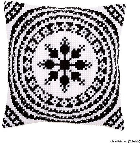 Vervaco Cushion: Black and White, Acrylic, Multi-Colour, 15 x 1 x 15 cm