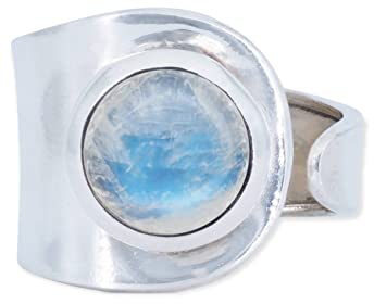 Ring 925 Silber Mondstein weißer Stein schimmer Edelstein echt Silber Damen Sterling Silber Geschenk (MRV-062-04)