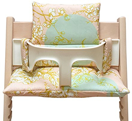 Blausberg Baby - BESCHICHTET - Sitzkissen Kissen Set Polster für Stokke Tripp Trapp Hochstuhl - Cherry Blossom Rosa Mint Gold