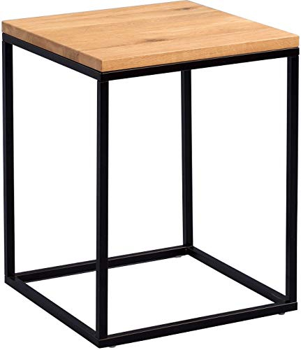M2 Kollektion Ralf Beistelltisch, Holz, Metall Schwarz Matt Wildeiche Massiv Geölt, 40 x 40 x 52 cm