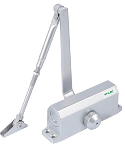 PALMAT - Ferme-Porte Automatique Hydraulique – Réglable, Rotatif, A Bras Compas, Ideal pour maison, Magasin, Bureau, Pour Porte de jusque (80-120 Kg, Argent)