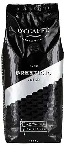O'CCAFF? Prestigio 70/30 | 1 kg ganze Kaffeebohnen aus 70% Arabica 30% Robusta | Italienischer Premium Kaffee aus extra langsamer Trommelr?stung