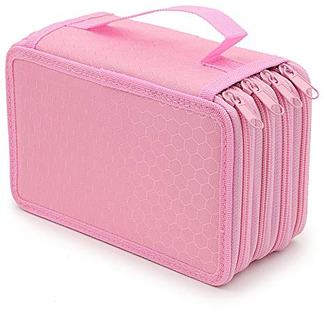 YFZYT Leinwand Bleistiftbeutel Organisator Große Kapazität Mehrlagige Federmäppchen Bleistift-Beutel Faltbar Federmappe für Farbige Bleistifte Crayola Buntstifte Marco Bunt - 72 Slots, Rosa#1