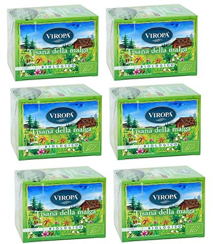 6x Viropa - Tisana della Malga (Infuso Almkrauter) - 15 filtri | Confezione da 6 x 15 filtri - Tisane ed infusi in filtro