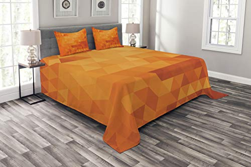 ABAKUHAUS Burnt orange Tagesdecke Set, Formen und Muster, Set mit Kissenbezügen Waschbar, für Doppelbetten 220 x 220 cm, Orange