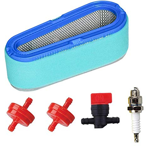 JJDD Carkio Ersatz-Luftvorfilter-Reiniger, Kraftstoffabsperrventil, Zündkerze mit 2 Kraftstofffilter für Briggs & Stratton 194702 195702 197702 28A702 28B702 28B707 8,5 PS – 11,5 PS vertikaler Motor