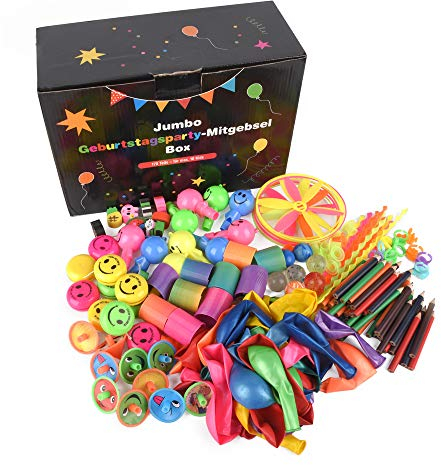 ewtshop® Große Geburtstagsparty Mitgebsel Box, 170 Teile - für max. 10 Kids Jumbo Kids Party Filler Box 170 pcs - Fun Toys for up to 10 Kids