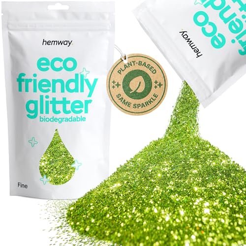 Hemway Eco Friendly Biodegradable Glitter Lime Green Fine 100g, Plant Based | Biodegradable Glitter for Craft, Face, Hair, Nail, Body and Festival