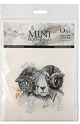 ITD Collection - Mini Reispapier Kreatives Set 14,8 x 14,8 cm (6 Blätter), Decoupage Reispapiere für Basteln, Papier zum Dekoration, Mehrfarbig (RSM001)