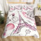 Loussiesd Eiffelturm Drucken Bettwäsche Set 135x200cm Rosa Romantisches Paris Thema Bettbezug Set für Mädchen Frauen Fahrrad Ballon Blumen Dekorativ Betten Set mit 1 Kissenbezug