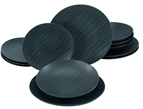 CreaTable 23246 Tafelservice, Steinzeug, Schwarz