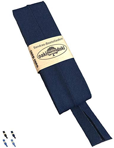 Sandras-Bastelladen Schrägband/Einfassband Jeans-Stoff gefalzt 3m x 20mm 211-Dunkelblau