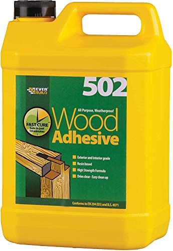 4 x Everbuild 5Ltr 502 Wood Adhesive All Purpose Weather Proof Fast set