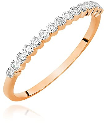 Damen Ring 585 14k Gold Rotgold natürlicher echt Diamanten Brillanten