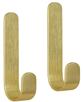 BoBoU selbestklebende Wandhaken aus Messing robuste Kupferhaken Wandmontage ohne Bohren Handtuchhalter Kleiderhaken ideal für Tür Schrank Badzimmer Küche Dusche (Haken gross 2-Stück)