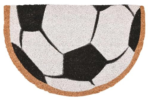 Albert Austin Outdoor Door Mat Half Moon Rug Non-Slip Welcome Mat for Front Door Indoor Washable Absorbent Doormat Ideal for High Traffic Areas Heavy Duty Outside Mat (Football)