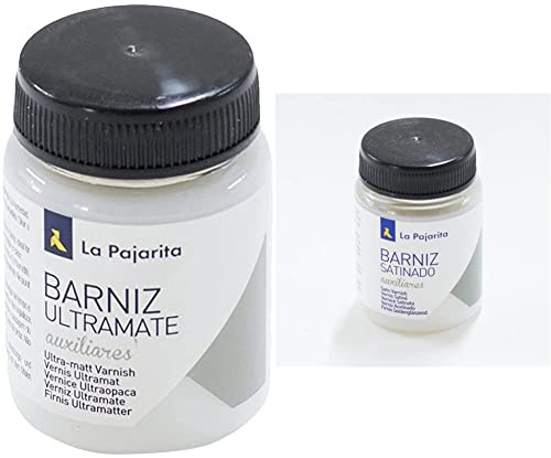 Bote de Barniz 75 ml la Pajarita Efecto Ultramate, Multicolor (124216) & Bote de Barniz Acabado Satinado 75ML Efecto Satinado