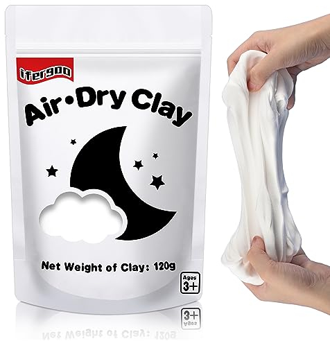 iFergoo Air Dry Clay, Ultra Light Modeling Clay, Magic Clay DIY Creative Modeling Dough, Kids Gifts for Girls Boys (White Clay)