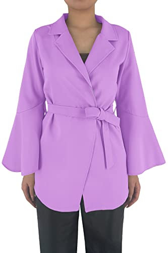 JOPHY & CO. Giacca Donna Maniche Lunghe a Campana con Cintura (cod. 6966) (L, Lilla)