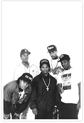 WFKLMSL Hip Hop Rapper N.W.A. 1 Leinwand-Poster, Wandkunst, Dekoration, Bild für Wohnzimmer, Schlafzimmer, Dekoration, Rahmen-Stil, 30 x 45 cm