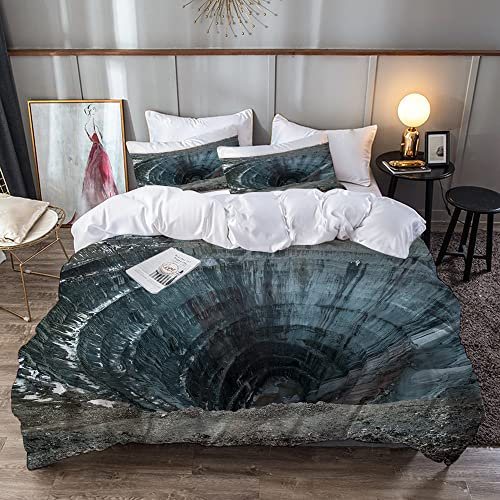 Bettwäsche-Set,Mikrofaser,Kimberlite Pipe Mir Einheimische Diamantablagerungen auf dem Weg zur unteren Spirale 8 Kilometer Durchmesser 1200,1 Bettbezug 220 x 240 cm + 2 Kopfkissenbezug 80x80cm