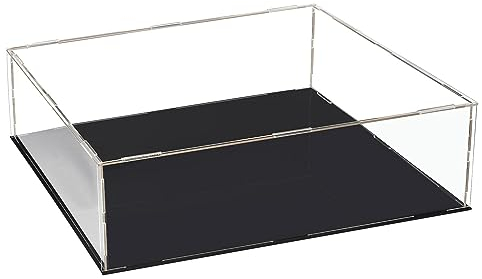 TA-VIGOR Transparente Acryl-Vitrine, 30 x 25 x 10 cm, zusammenbaubar, Würfel-Organizer, Ständer, staubdichter Schutz, Vitrine mit schwarzem Sockel für Actionfiguren, Spielzeug, Sammlerstücke,