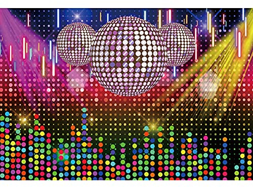 Ttincceer 7x5ft Discos Backdrop Sparkling Neon Vintage Dance Party Photography Backgrounds Back to 80s 90s Discos Fever Dancers Photography Backdrop Photo Booth Prop