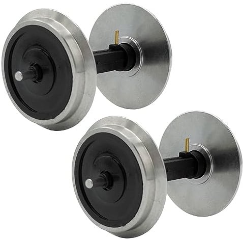 ML-Train Radsatz 35 mm kugelgelagert stromführend aus Edelstahl | Integrierter Stromabnehmer - Wie 36165 - Gartenbahn Spur G Zubehör (2 Stück)