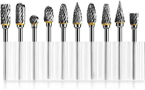 HUVNAREDE Fresa rotativa de carburo de tungsteno con vástago de 1/8 10 Uds. herramienta doble corte de diamante rotativa Dremel herramientas molienda eléctrica