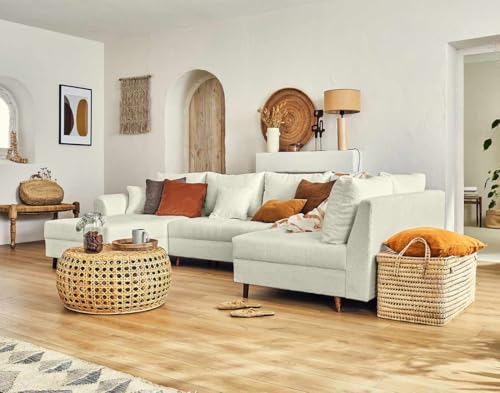 Lisa Design Rune – Wohnlandschaft rechts – 7-Sitzer – aus Bouclé-Stoff Beige
