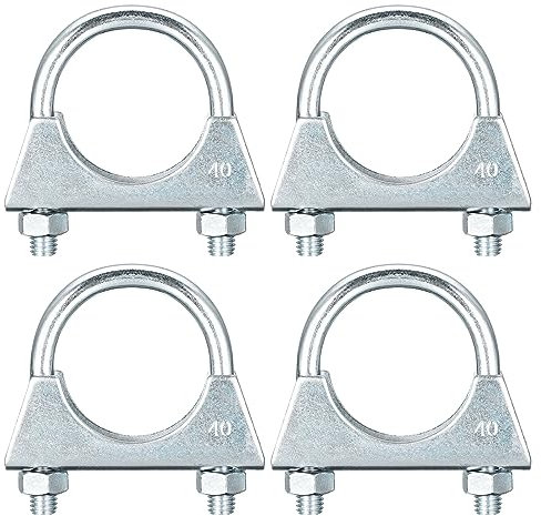 sourcing map Muffler U-Bolt Clamps for 40mm(1-9/16) Diameter Exhaust Tail Pipe, 4pcs Exhaust U Clamp Saddle Type U-Bolt Clamps