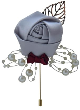 IEEDFJKK Broche de Mariage Chic et élégante, ajout Chic à la Tenue, épingles de en Tissu nostalgique Vintage pour Mariage, Broche à Fleurs, Gris Clair