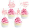 Blumomon 24Pcs Happy Mothers Day Cupcake Toppers Pink Glitter Mum's Day Love Mum Cake Toppers Rose Best Mom Cupcake Picks for Mother's Day Party Decorations