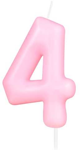 Hongplus Macaron Pink Number 4 Candle, 4 Birthday Candle, Macaron Pink Happy Birthday Candles for Cake, Cake Topper Decorations for Girl Women Pastel Sweet 4 Birthday Party Decorations Supplies