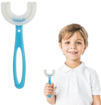 OUDQFCJ 2pcs Spazzolino da denti per bambini Spazzolino a forma di U Testina morbida in silicone Spazzolino da denti per igiene orale a 360° Pulizia dei denti Spazzolino da denti per bambini