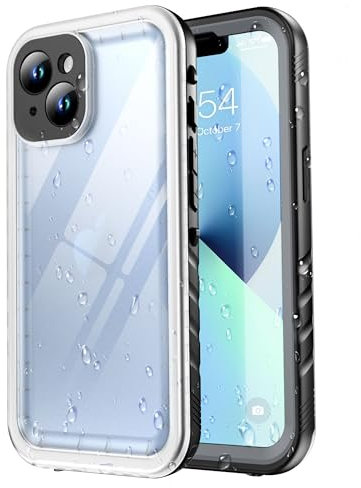 SPORTLINK for iPhone 13 Mini Waterproof Case - Shockproof Heavy Duty Front and Back Cover [Built in Screen/Camera Protector] [IP68 Underwater] [Dustproof] 360 Full Body Protective- Black/Frosted Clear