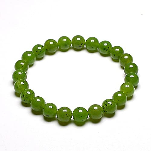 RWGSNB Armkette Herren, 10 mm Natürliche Grüne Nephrit Jade Steinarmbänder, Chakra Armbänder, Elastische Armreifen, Energie Edelstein Armbänder, Schmuckgeschenk für Frauen und Männer