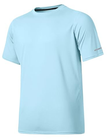 Maillot Anti-UV UPF 50+ pour Hommes - T-Shirt Manches Courtes de Protection Solaire - Léger, séchage Rapide - Tee-Shirt Natation/Surf avec Protection SPF UV Bleu 04-S
