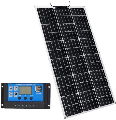 300 Watt 18 Voltios Panel Solar Monocristalino Extremadamente Flexible - Capa Etfe, Ultra Ligero, Ultra Delgado, Para Autocaravana, Caravana, Camper, Barcos, Tejados, Superficies Desiguales,single