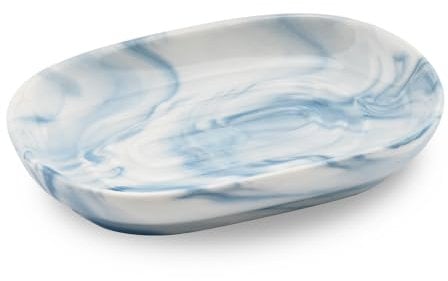 YoHyien Jabonera Ceramica, Antideslizante Jabonera de Mármol, Jabonera Esponja, Jaboneras para Pastillas de Jabon, Saboneteira para Baño, Cocina, Ducha (Azul)
