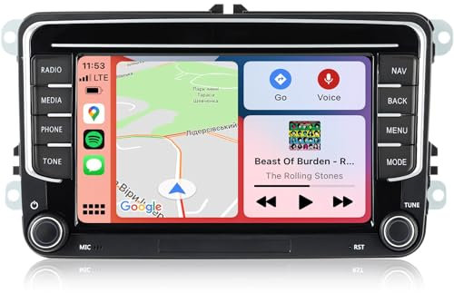 Android Autoradio mit Navi Bildschirm für VW Golf 5 6 Polo Seat Passat, 7 Zoll Android Auto Carplay Doppel Din Radio Auto Radio Touch Display Bluetooth RDS GPS Original Rückfahrkamera Decoder