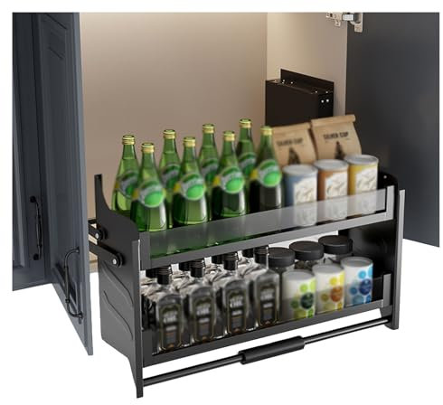 2-stufiger Ausziehbarer Schrank-Organizer, Ausziehbare Regale For Küchenschränke, Praktisches, Robustes Ausziehbares Regalsystem Aus Aluminium For Küchengeräte, For Heben Von Oberschränken, Belastbar