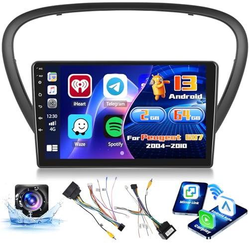 Inefala 2G+64G 9'' Android 15 Radio pour Peugeot 607 2004-2010 | Autoradio avec sans Fil Carplay/Android Auto Lien Miroir GPS Radio FM/RDS EQ WIFI Bluetooth 26 UI SWC Double Entrée USB