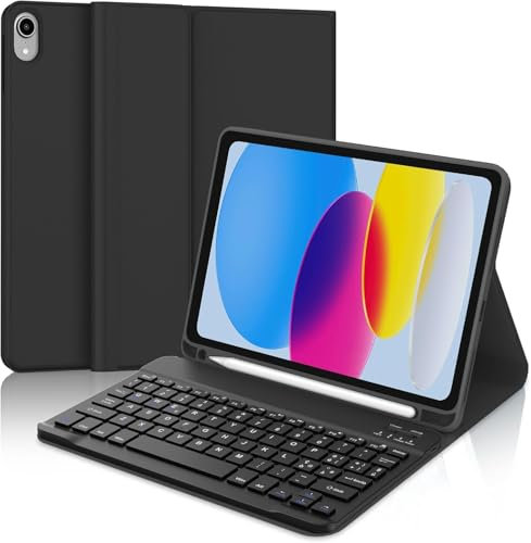 Occtingkind, Tastiera per iPad A16 2025 e iPad 10 Gen 2022, Custodia con Tastiera per iPad10.9/11, Cover Magnetica Staccabile Bluetooth Keyboard, Italiano Layout, USB C, Nero