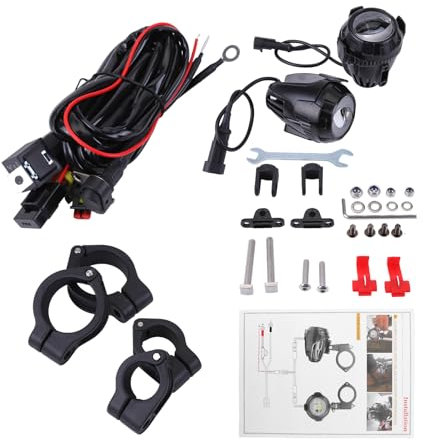 LICHENGTAI 2 Stück Motorrad Nebelscheinwerfer für BMW R1300GS R1250GS, 30W 1100LM LED-Nebelscheinwerfer +Schutzgitter Kabelbaum, Zusatzscheinwerfer Motorrad
