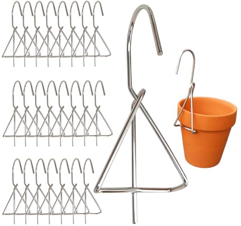 YjiaYjiaY 24 Pcs Plant Hooks for Hanging, Clips for Clay Pot, Wall Mounted Plant Holder Hooks, Plant Hangers Outdoor, Stainless Steel Pot Holder for Hanging Planters (Rear-Mounted Style)