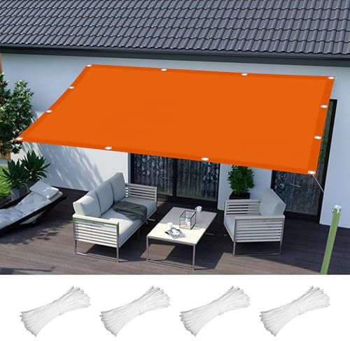 Voile d'ombrage Bord Droit 3.6 x 4 m Anti 98% UV Protection Toile Ombrage Exterieur Voile de Parasol Cordes de Fixation Incluses pour Patio Extérieur Jardin Terrasse, Orange