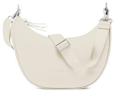 Expatrié Borsa a Tracolla Donna Crema - Lea Medium - Borsa a Spalla Mezzaluna - Crossbody Moon Bag - Marsupio Rotonda in Pelle Vegana - Idrorepellente