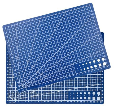 Qinsky A5 Cutting Mat,2 Pcs A5 Self-Healing Cutting Mat Sewing Mat Craft Cutting Board for DIY Art Work Sewing Cutting- Blue